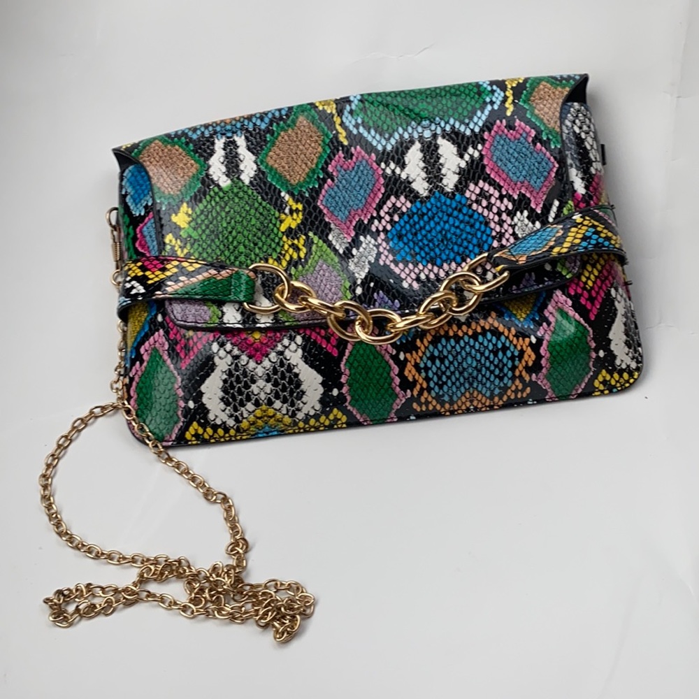 Snakeskin Multi Color CrossBody Clutch NWOT